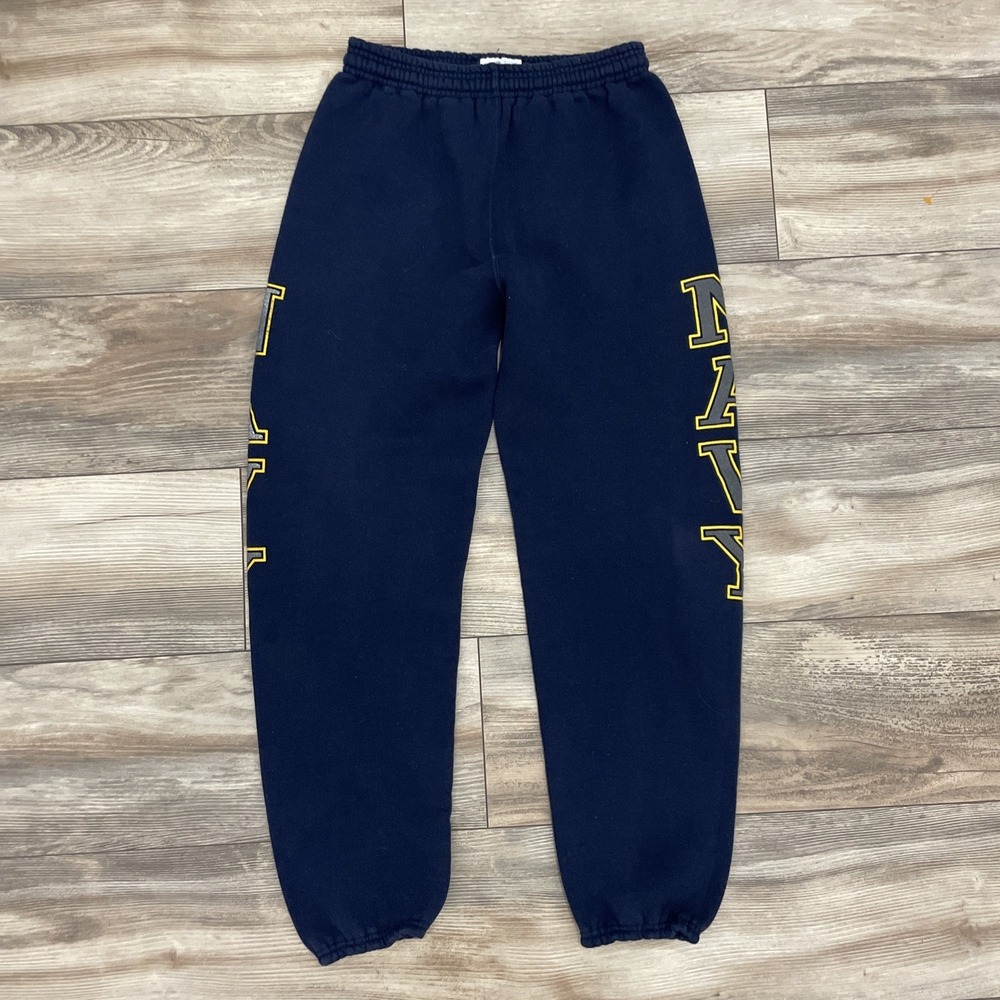 Vintage Soffe US Navy Sweatpants Mens Small Blue Fleece Drawstring Elastic USA